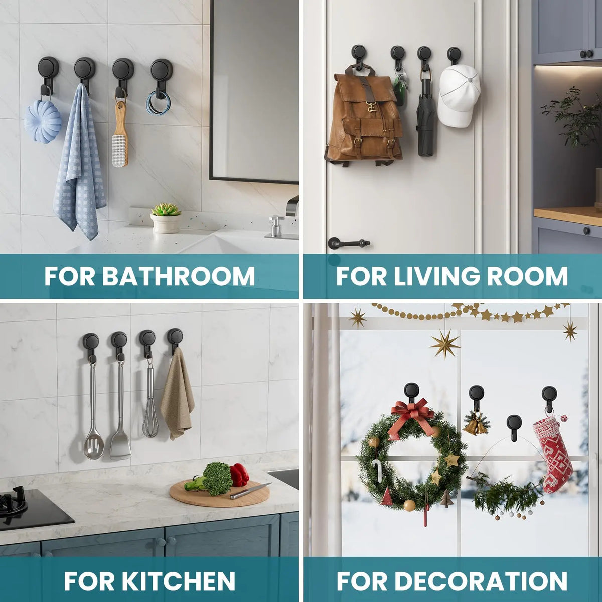 TAILI No Drilling Towel Hook Removable Vacuum Suction Cup Hooks Bathroom Robe Towel Holder Hook Kitchen Hotel Home Accessories