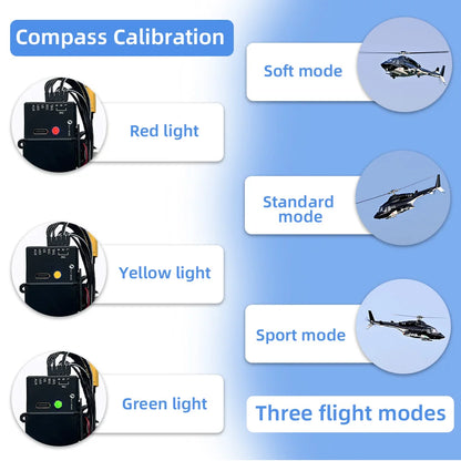 FLYWING Airwolf Scale Helicopter with Retractable landing gear ACE LED Light Auto return 470 Size FLY WING Airwolf RC Helicopter