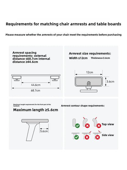 Ergonomic Chair Armrest Desk Attachment Foldable Laptop Table Mobile Office Workstation Accessory