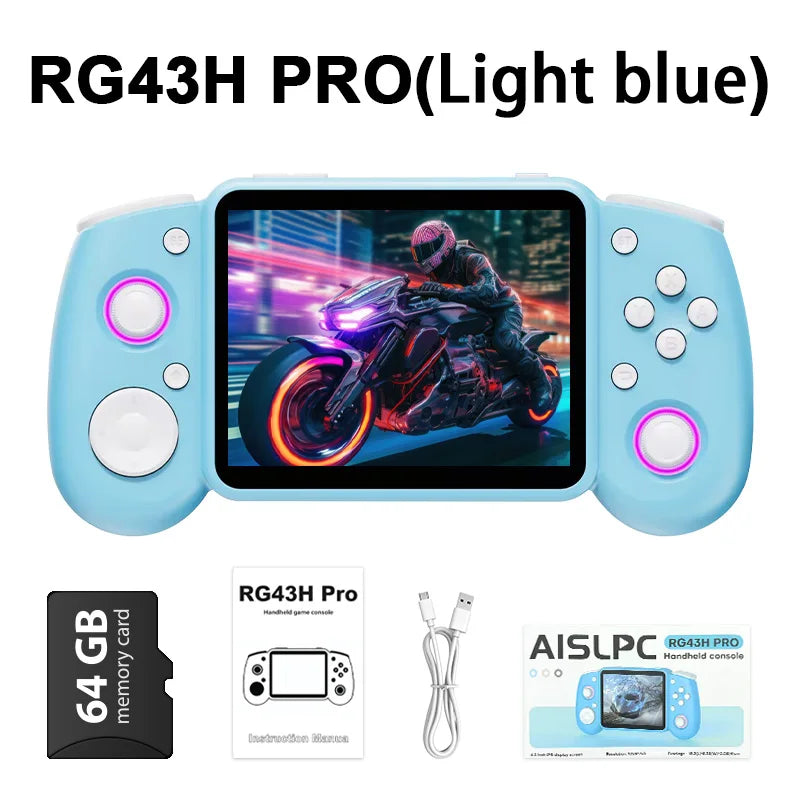 RG43H PRO Retro Handheld Game Console 22000+ Games 4.3" IPS Screen Dual System 4000mAh 2.4G WIFI Portable Handheld Video Player