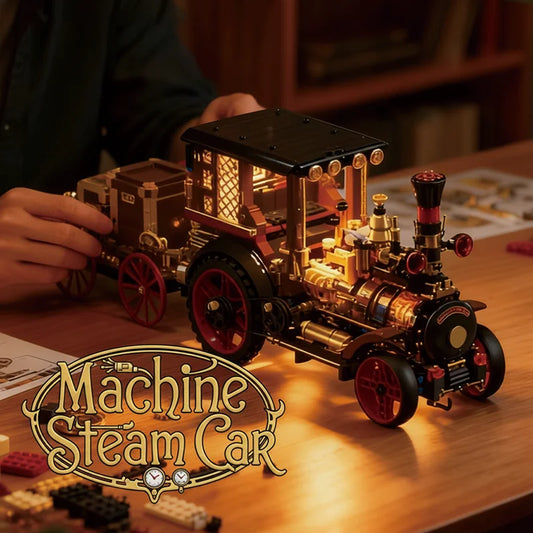 Retro Steam Car Set Technical MOC Building Toys Room Ornament Blocks Machine Cars Model Festival Gift for Adult DIY Bricks Toys