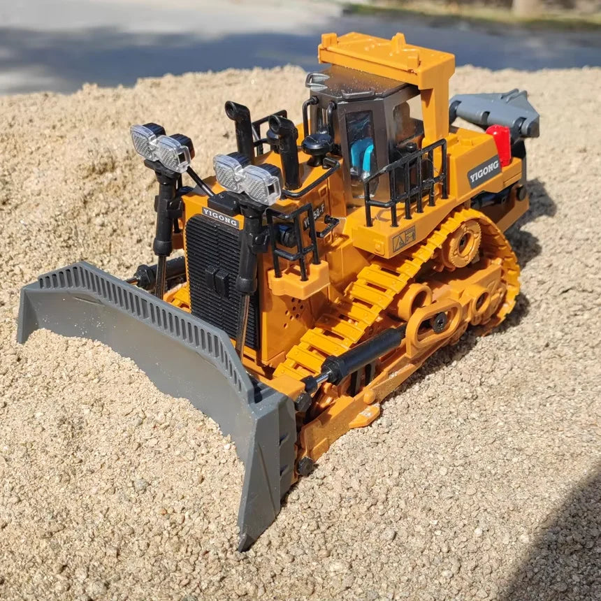 Oike 4WD Remote Control Excavator Alloy Dump Truck Bulldozer Radio Model RC Car Construction Vehicle with Lights Sound Toy Gift