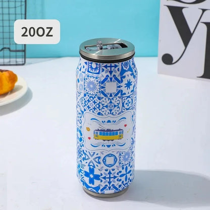 500ML 304 Stainless Steel Beer Cup Car Thermos Cola Can Cafe Beer Bottle Laser Printing Botella De Acero Inoxidable
