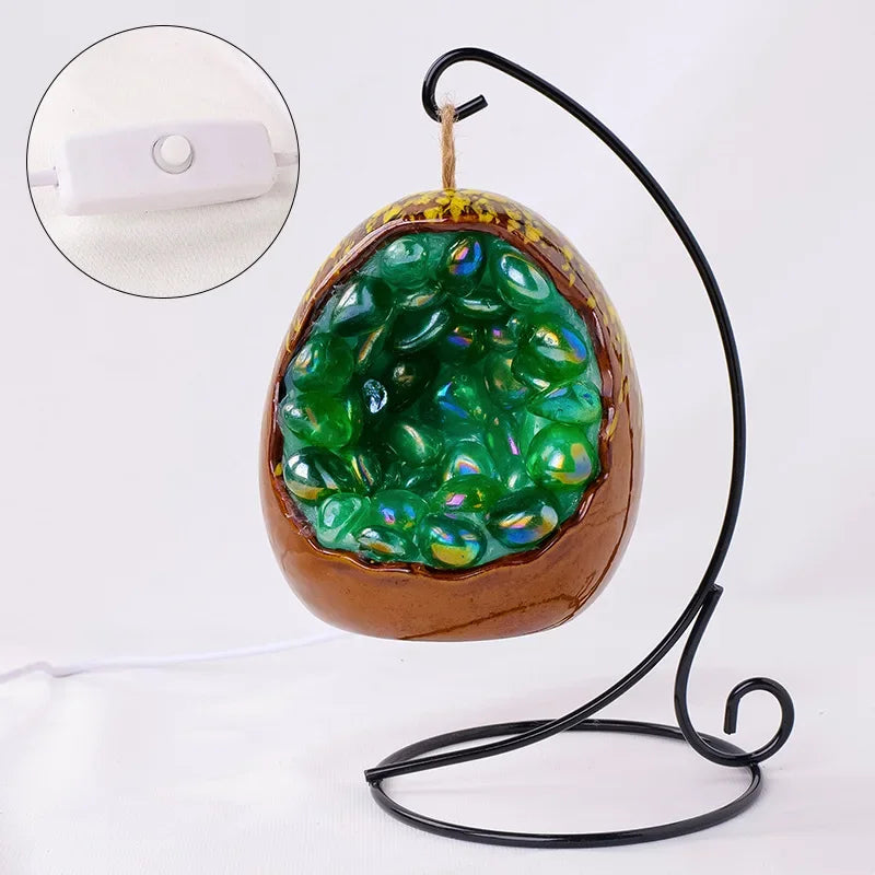 Natural Amethyst Cave Table Lamp Dinosaur Egg Bedroom LED Night Light Bedside Lamp Amethyst Flower Handicraft Home Decoration