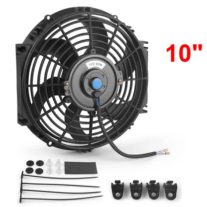 Universal 7/10/12/14 Inch 12V 80W 2100RPM Car Air Conditioning Electronic Radiator Cooling Fan Blade Electric Cool Mounting Kit