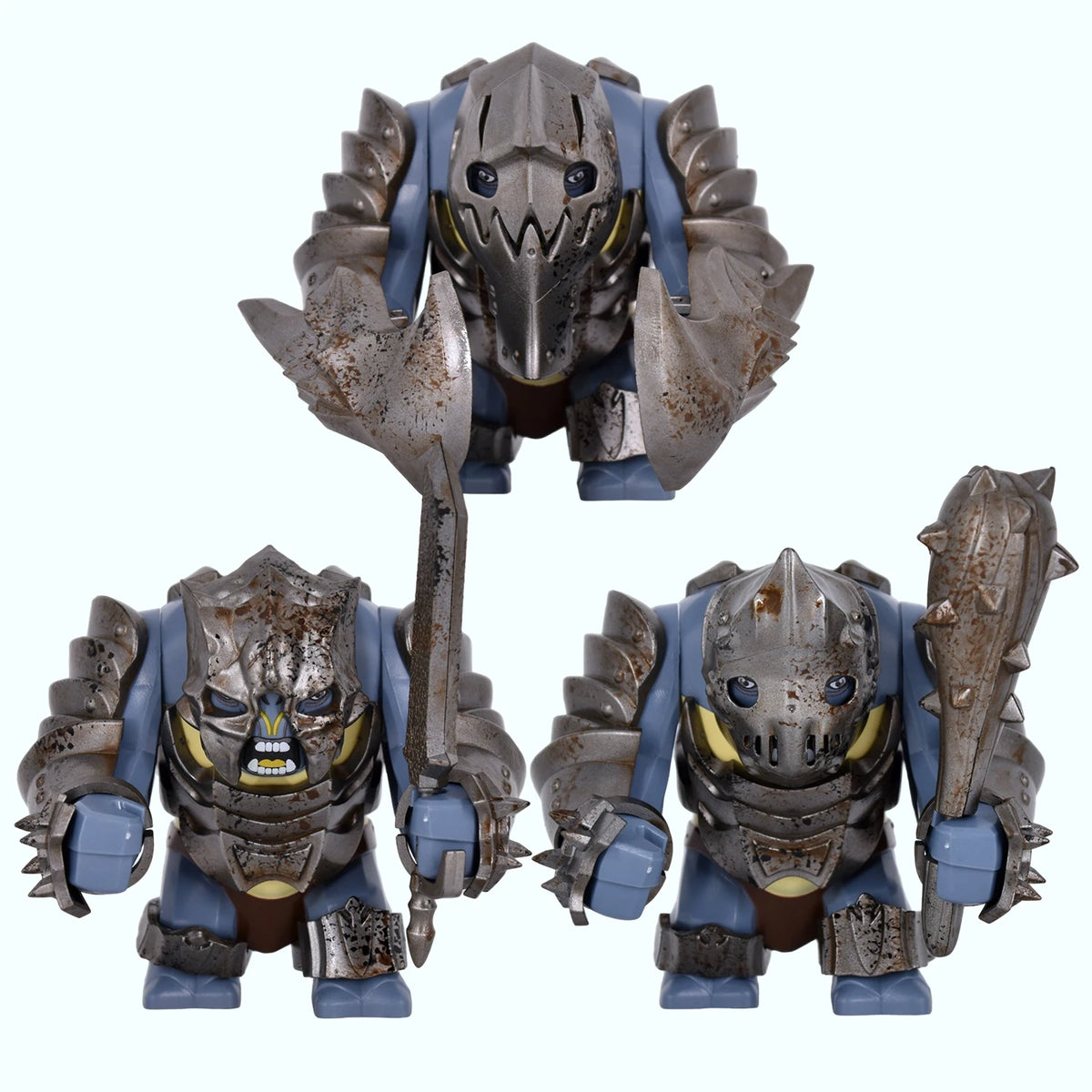Medieval Cave Troll Building Blocks Weathered Rust Armor Rich Accessories Large Posable Brick Figure Fantasy Collectible Toy