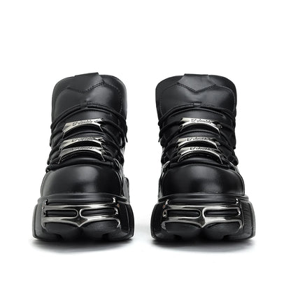 2026 New Brand Punk Style Women Shoes Lace-up heel height 6CM Platform Shoes Woman Rock Boots Metal Decor Woman Sneakers