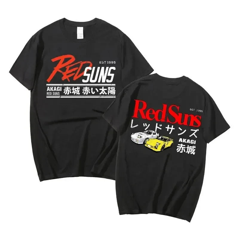Anime Drift AE86 Initial D Double Sided T Shirt O-Neck Short Sleeves Summer Unisex R34 Skyline GTR JDM Manga T-Shirts 71775