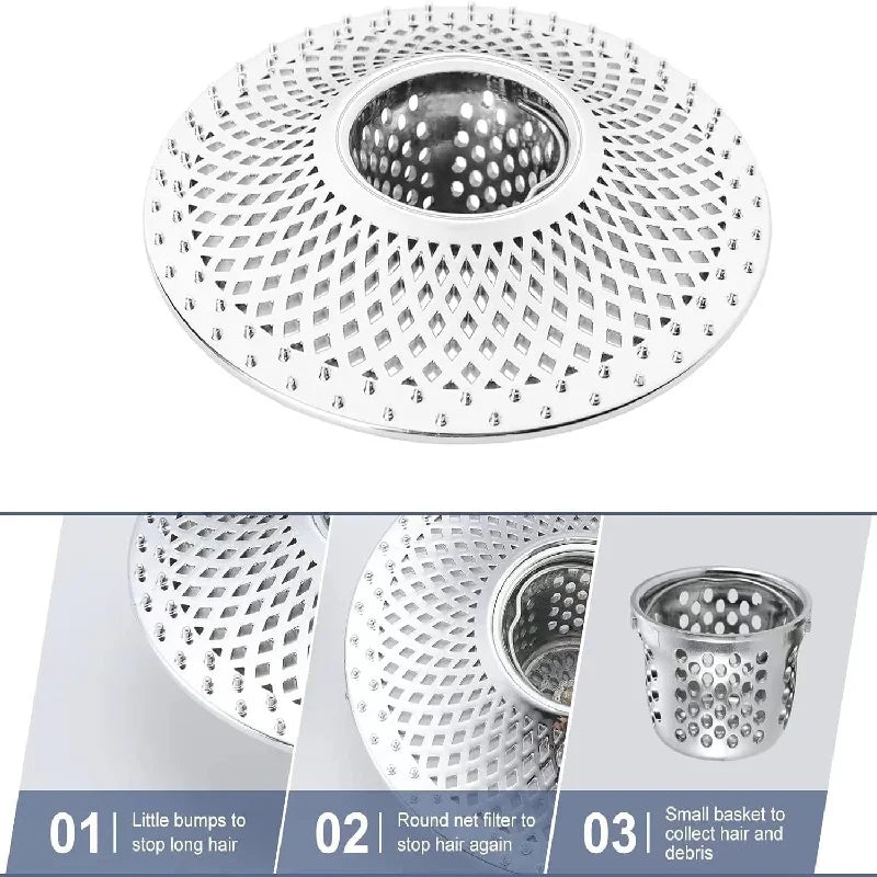 Detachable Drain Hair Catcher Catch Hair Alloy Shower Drain Hair Stopper Bathroom Sink Strainer Tub Drain Protector