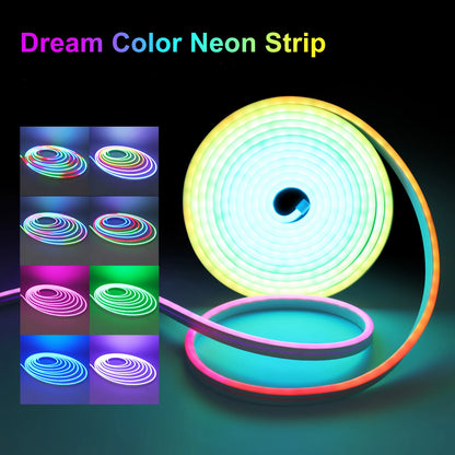 WS2811 RGBIC Dream Color Neon Strip Light DC 12V 24V Waterproof Home Decor Flexible Ribbon Tape Rope LED Strip 1M 5M 10M