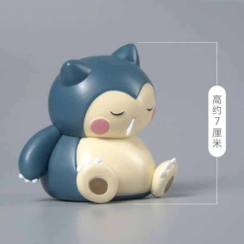3pcs Pocket Monsters Sleeping Psyduck Snorlax Anime PVC Figure Set Cute Mini Spirit Doll Collection Model Toy Desktop Decor Gift