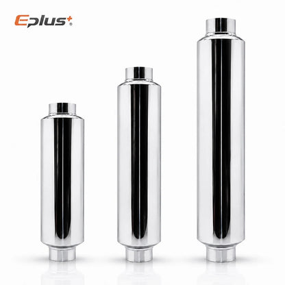 EPLUS Universal Stainless Steel Straight‑Through Car Exhaust Systems Resonator Muffler Middle Pipe Silver O.D 51/57/63/70/76MM