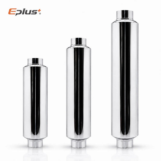 EPLUS Universal Stainless Steel Straight‑Through Car Exhaust Systems Resonator Muffler Middle Pipe Silver O.D 51/57/63/70/76MM