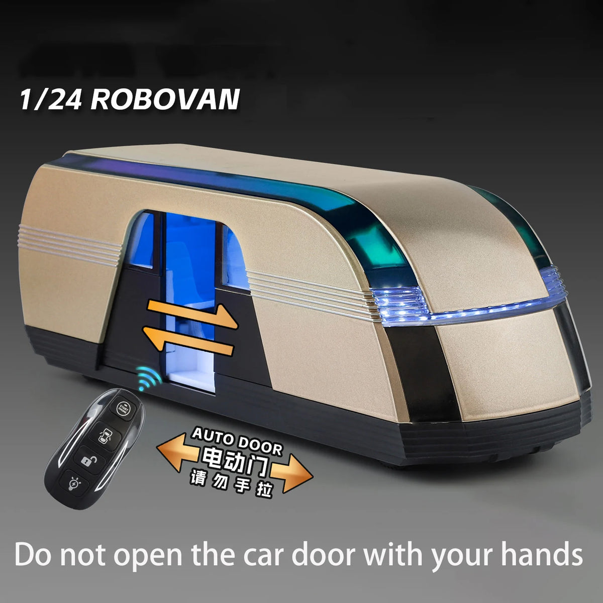 Control 1:24 Robovan Alloy Bus Car Model Diecast Metal New Energy Electric Bus Vehicle Car Model Simulation Sound Light Gift