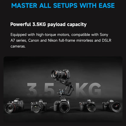 FeiyuTech SCORP-C 2 Gimbal Camera Stabilizer for DSLR&Mirrorless 3.5kg Payload, AI Tracking, Native Vertical Shooting SCORP C2