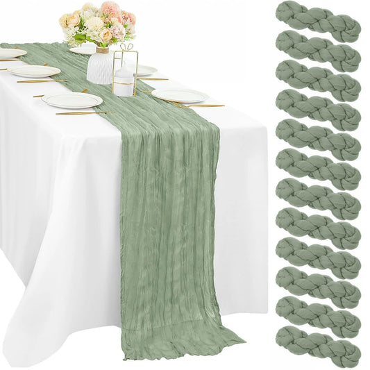 90*180cm Cheesecloth Bohemian Polyester Table Runners, Pleated Atmospheric Table Runner, Home Dining Table Room Wedding Decor