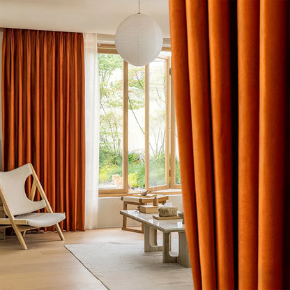 Modern Simple Style Solid Color Windproof Warm Curtains, Thickened Noise-Reducing Living Room Bedroom High-End Full Shade Punche