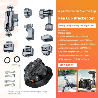 4.5 Inch Electric Suction Cup Camera Mount Auto Refill Car Holder for GoPro DJI Action Camera Insta360