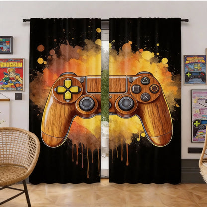 2Pcs Gamer Game Controller Blackout Curtains Bedroom Decor Playroom Living Room For Bedroom Living Room And Office Decor