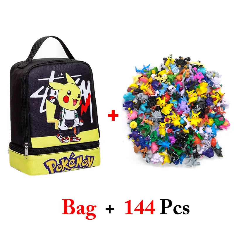144 style Pokemon Figure with Storage Bag Monster elf ball Set Toy Pikachu Anime Action Mini Small Pokeball Child birthday Gift