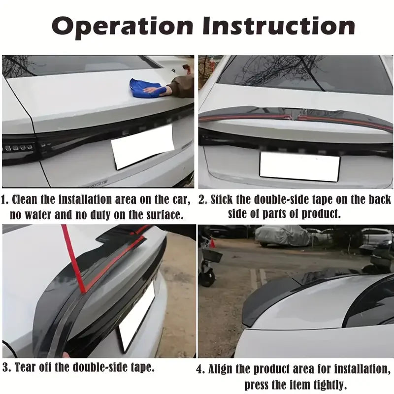 New Style Universal 3pcs Sedan Rear Trunk Tail Rear Wing Spoiler 117-127cm Adjustable DIY Refit Boot Wings Spoiler Car Accessory