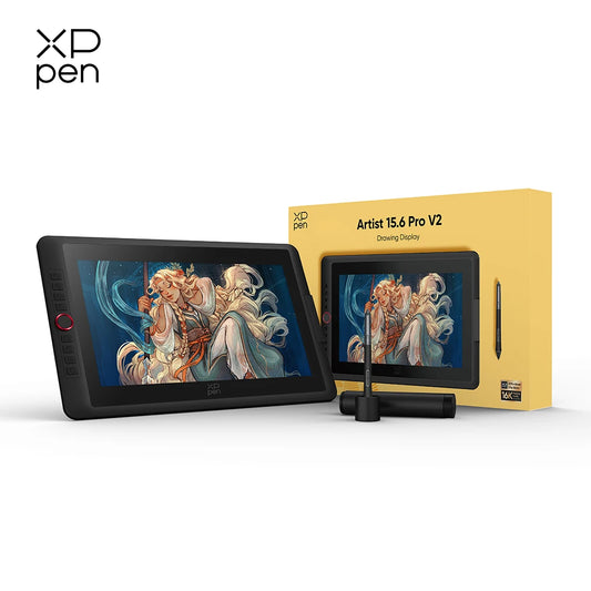 XPPen New Artist 15.6 Pro V2 Graphics Pen Tablet Monitor 15.4 inch Display 16K Pressure with Red Dial Quick Keys for Windows Mac