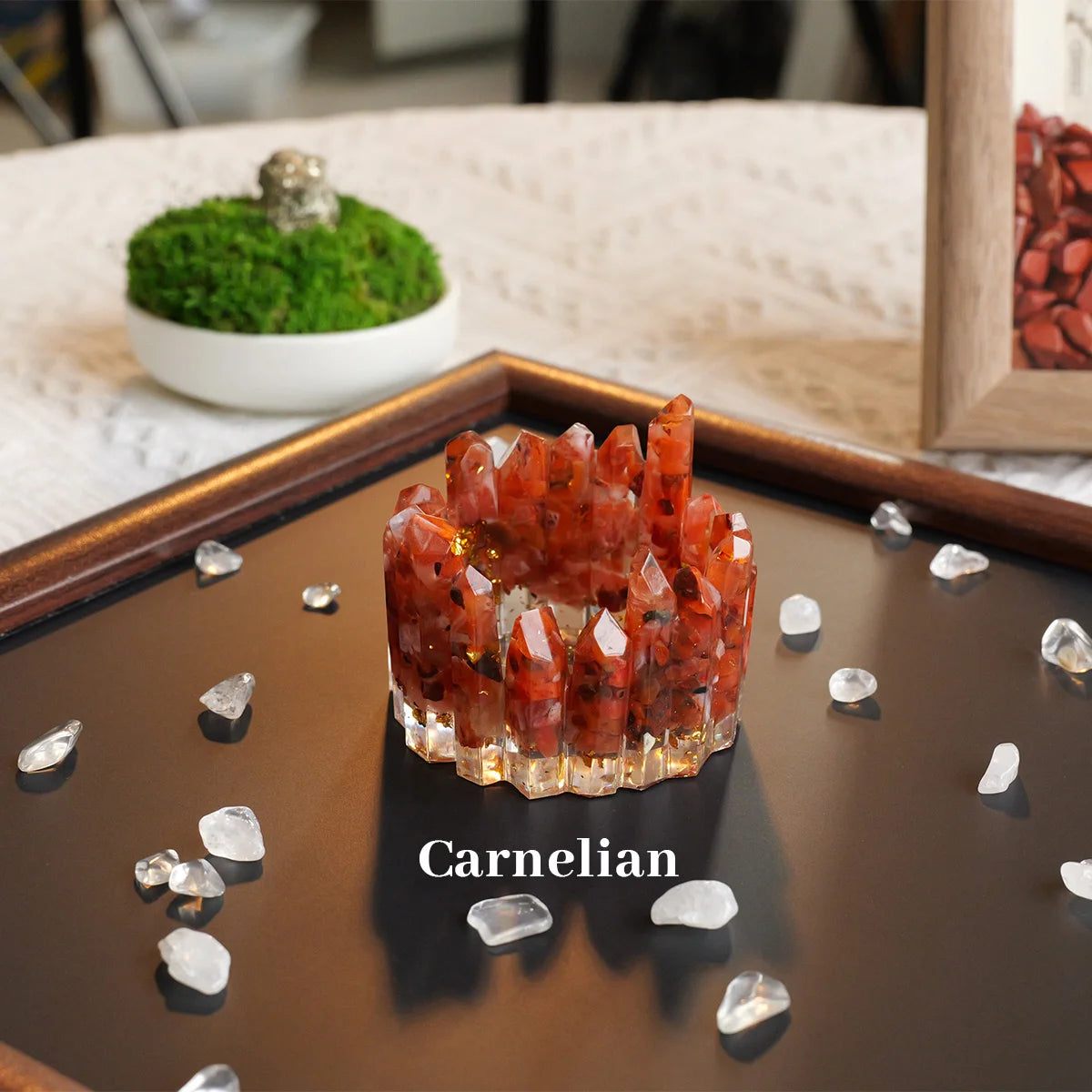 1PC Natural Crystal Energy Generator degaussing Bowl Reiki Healing Chakra Resin Meditation Point Room Decor For Mother Day Gift