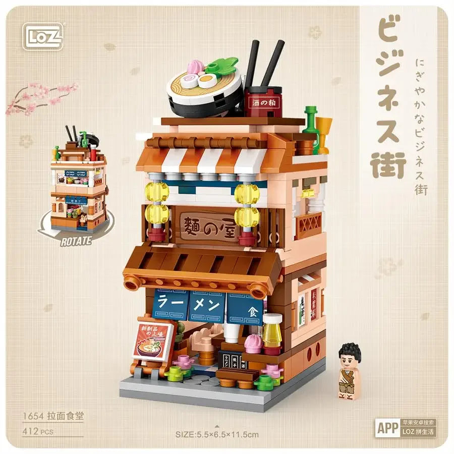 LOZ Blocks FUN Ideas Mini Street Store Toy Small Flower Pisa Shop Brinquedos MOC City House Food Building Bricks Girl Gifts