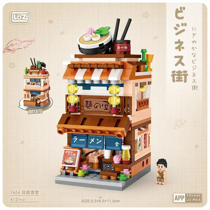 LOZ Blocks FUN Ideas Mini Street Store Toy Small Flower Pisa Shop Brinquedos MOC City House Food Building Bricks Girl Gifts