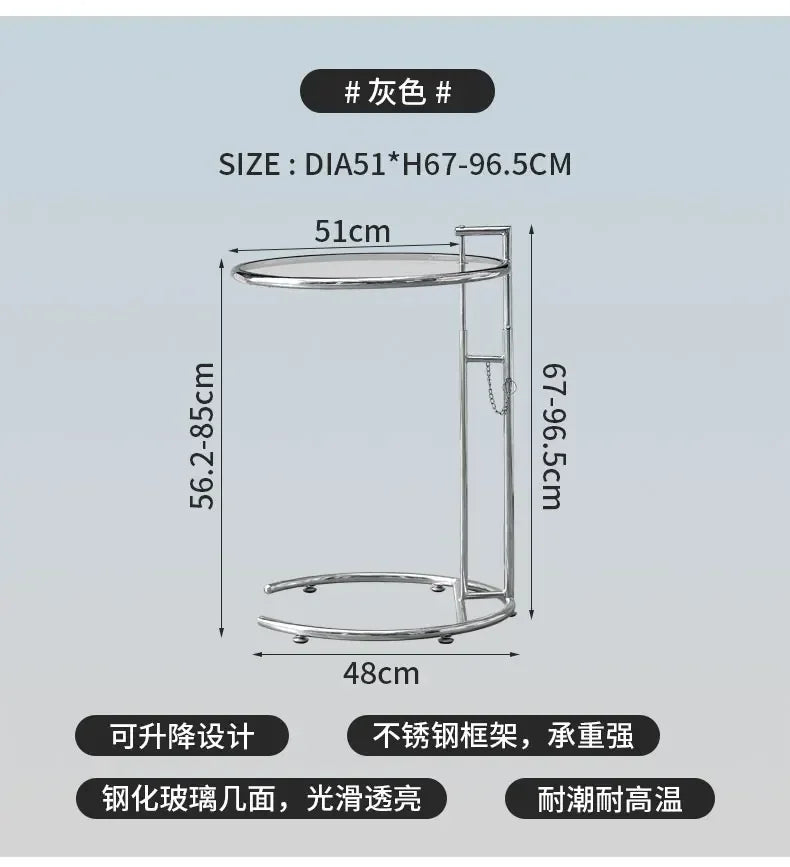 Transparent Glass Table Creative Lift Coffee Table Simple Sofa Table Nordic C-shaped Tables Geometric Round Tables