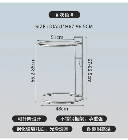 Transparent Glass Table Creative Lift Coffee Table Simple Sofa Table Nordic C-shaped Tables Geometric Round Tables