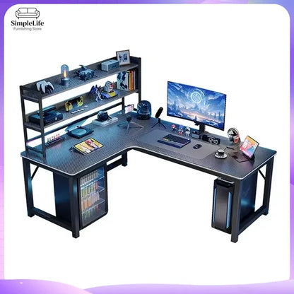 L Shape Computer  for Home Office Gaming Desk with Storage Shelves Modern Adjustable Height Desk Workstation Desk Table