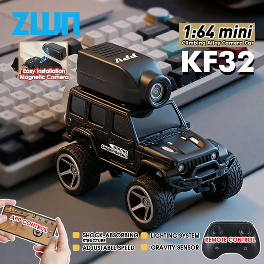 KF32 1:64 RC Mini Climbing Alloy Video Car With LED Light  and HD Camera Radio Remote Control Vehicle Toy for Kids Best Gift