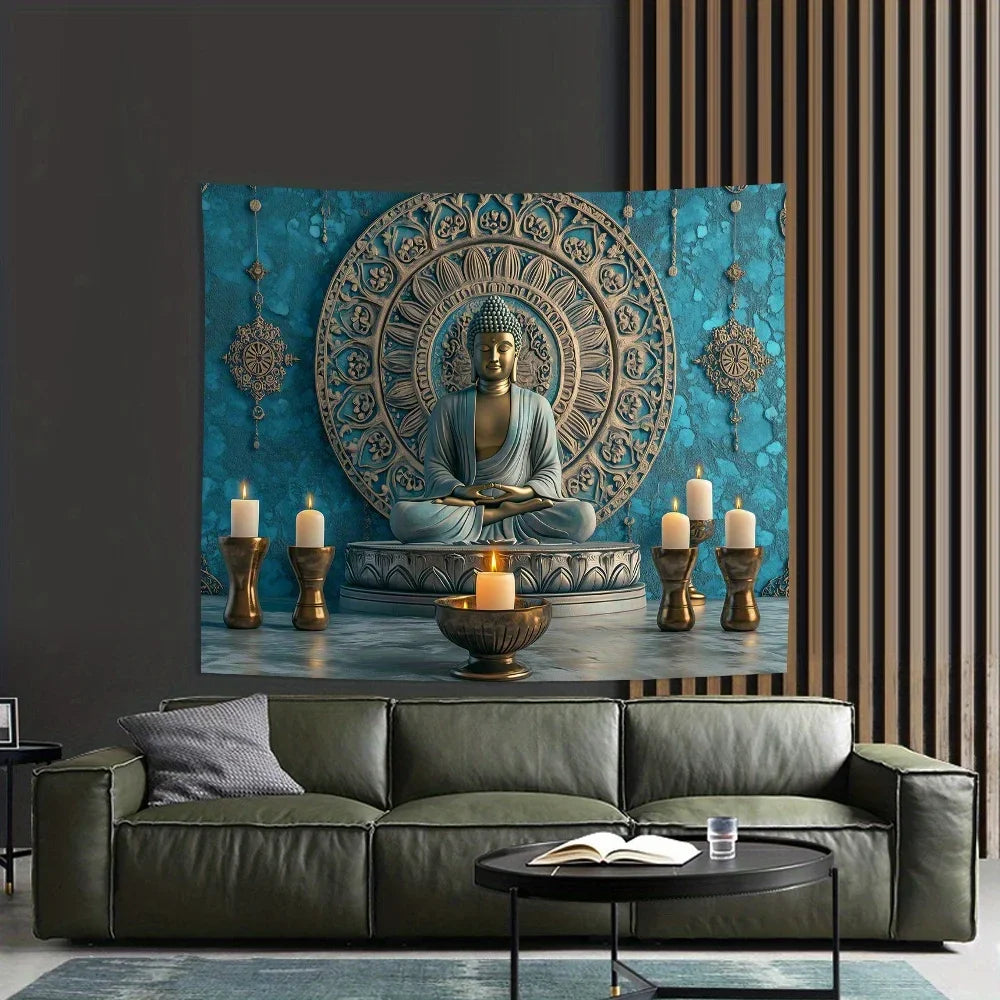 VIKAMA Buddhist Lotus Tapestry, Zen Meditation Wall Hanging for Oriental Mandala Meditation Space, Serene Home Atmosphere