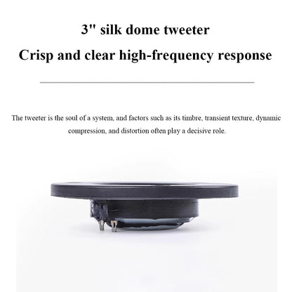 4-inch HIFI Passive Speaker with 60W*2 Output Power 3-inch Silk Dome Tweeter 2-way Stereo Home Stereo Wooden Bookshelf Speaker