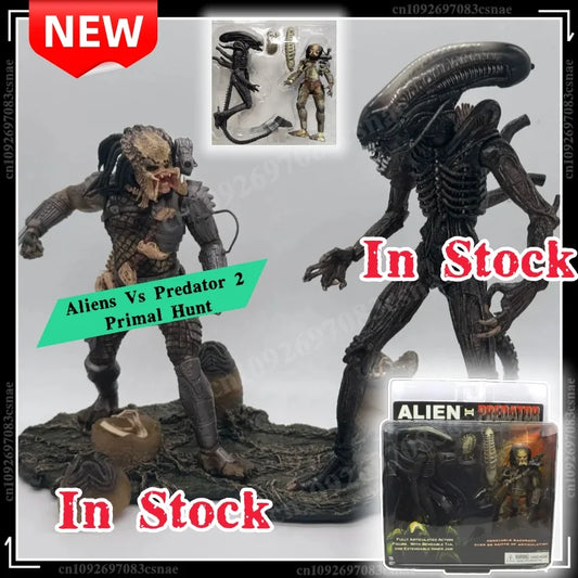  In Stock 21cm NECA 2pcs/set Alien Vs Predator PVC Collection Figure Toys Double Couple Set 1979 Movie Version Movable Model