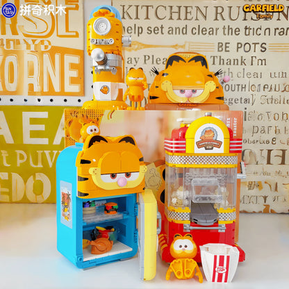 Pantasy Garfield Building Blocks Kawaii Refrigerator Machine Small Particles Children Assembled Toy Splicing Model Ornament Gift