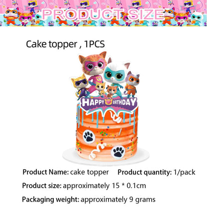 Superkittie Birthday Party Decoration Tableware Tablecloth Plate Cup Napkin Balloon Cake Decor superkitties Party Favors Supply