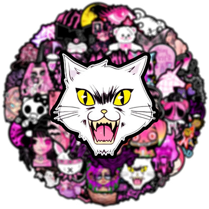10/25/50pcs Pink Gothic Graffiti Stickers for DIY Scrapbooking Phone Laptop Suitcase Skateboard Motorcycle Helmet