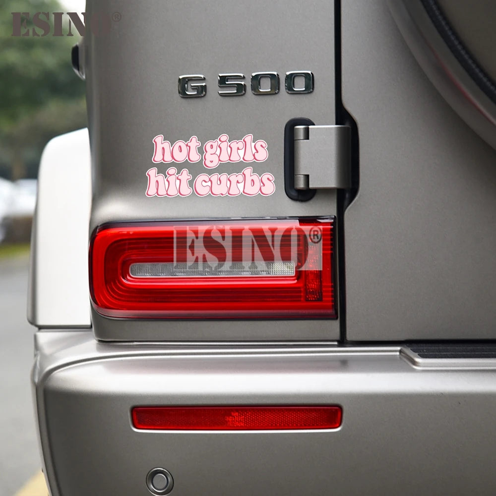 Car Styling Funny Hot Girls Hit Curbs PVC Adhesive Decal Cartoon Waterproof Car Body Sticker Pattern Vinyl