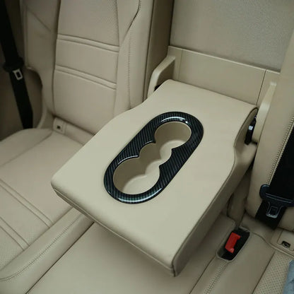 For Porsche Cayenne 2018-2023 ABS Carbon Fiber/Silver Car Rear Seat Water Cup Holder Cover Trim  Stickers Car Accessories