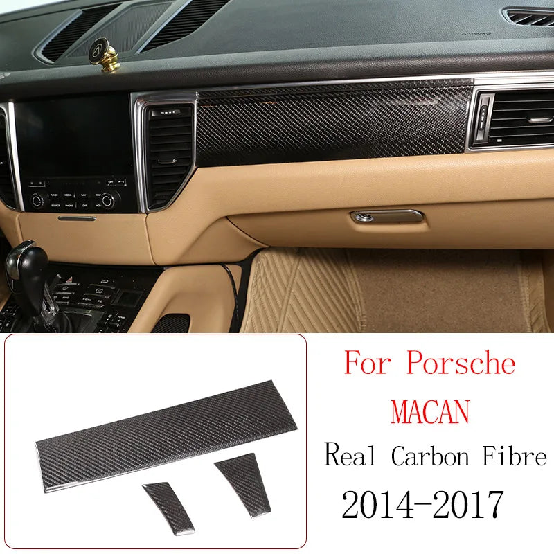 Real Carbon Fiber For Porsche Macan 2014-2020 Inner Door Central Control Gear Panel Cover Door Sill Trim Stickers Accessories