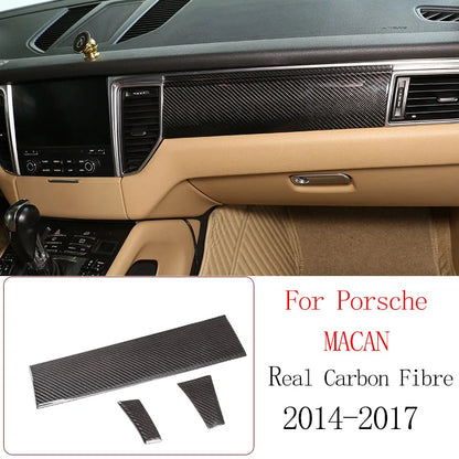Real Carbon Fiber For Porsche Macan 2014-2020 Inner Door Central Control Gear Panel Cover Door Sill Trim Stickers Accessories