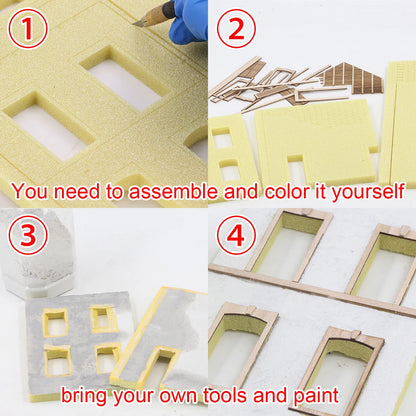 Assembly Architectural Model Miniature Architectural Building Model Brick Concrete Building Villa Diorama Scale Model Kit 1/35