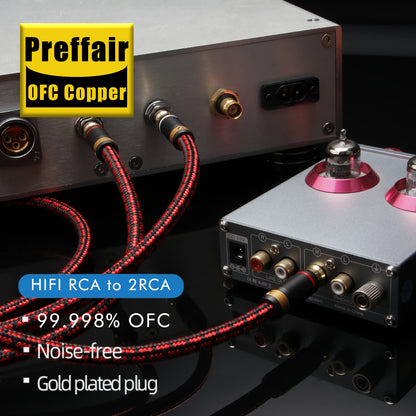 Preffair OFC Copper HIFI Audio Cable Single RCA to Dual RCA Subwoofer Splitter Y Cable Pure Copper for Enhanced Sound Quality