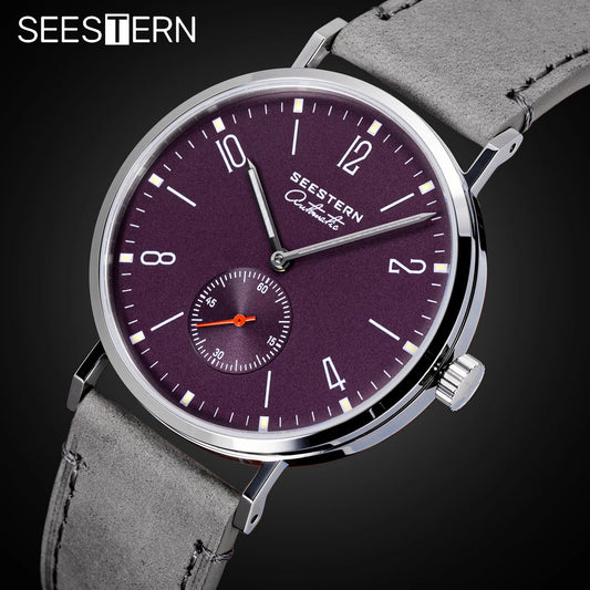 SEESTERN Mens Watch for Business Automatic ST1701 Movement Waterproof Mechanical Wristwatches Sapphire Crystal Ultra Thin Clock