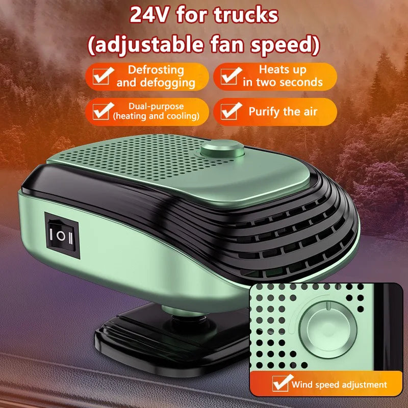 360° Rotation Winter Fast Car Heater 12V/24V Car Heater Fan Large Blowing Area Adjustable Wind Speed Windshield Defogging 2026