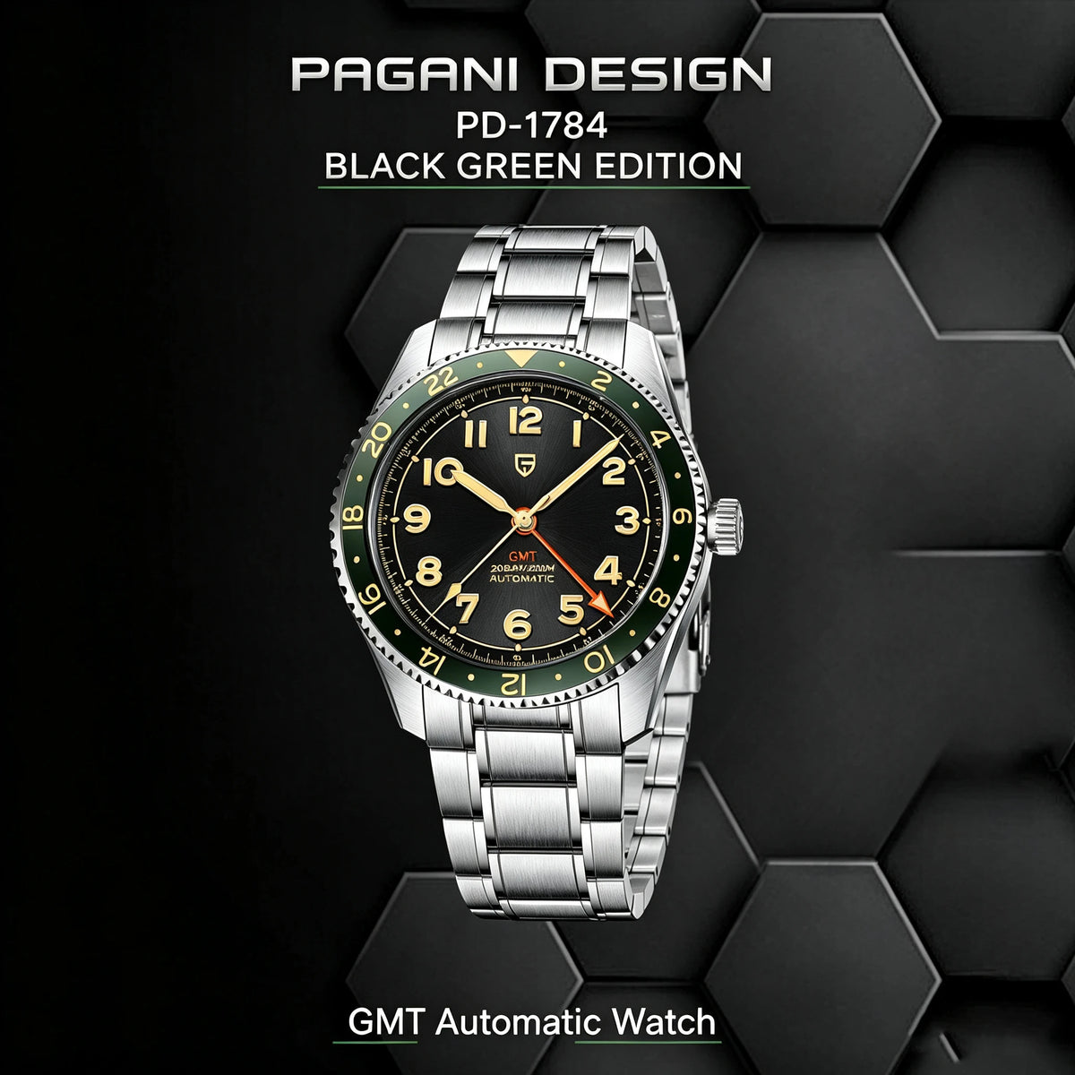 PAGANI DESIGN GMT Automatic Watch For Men 40MM Vintage Dial Sapphire 200M Waterproof Luminous Stainless Mechanical Wristwatch
