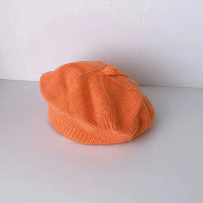 Beret Children's Stylish Hat Spring and Autumn Korean Version Boys and Girls Baby Candy Color Knitted Hat Cute Wool Painter Hat