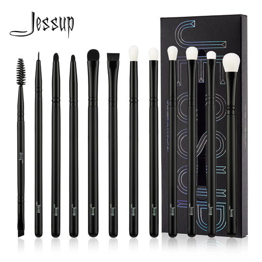 Jessup Eye Makeup Brushes Set,Eyeshadow Brush Set Blending Eyeliner Eyebrow Eyelash Shadow Spoolie,12pcs Mixed Hair Black T322